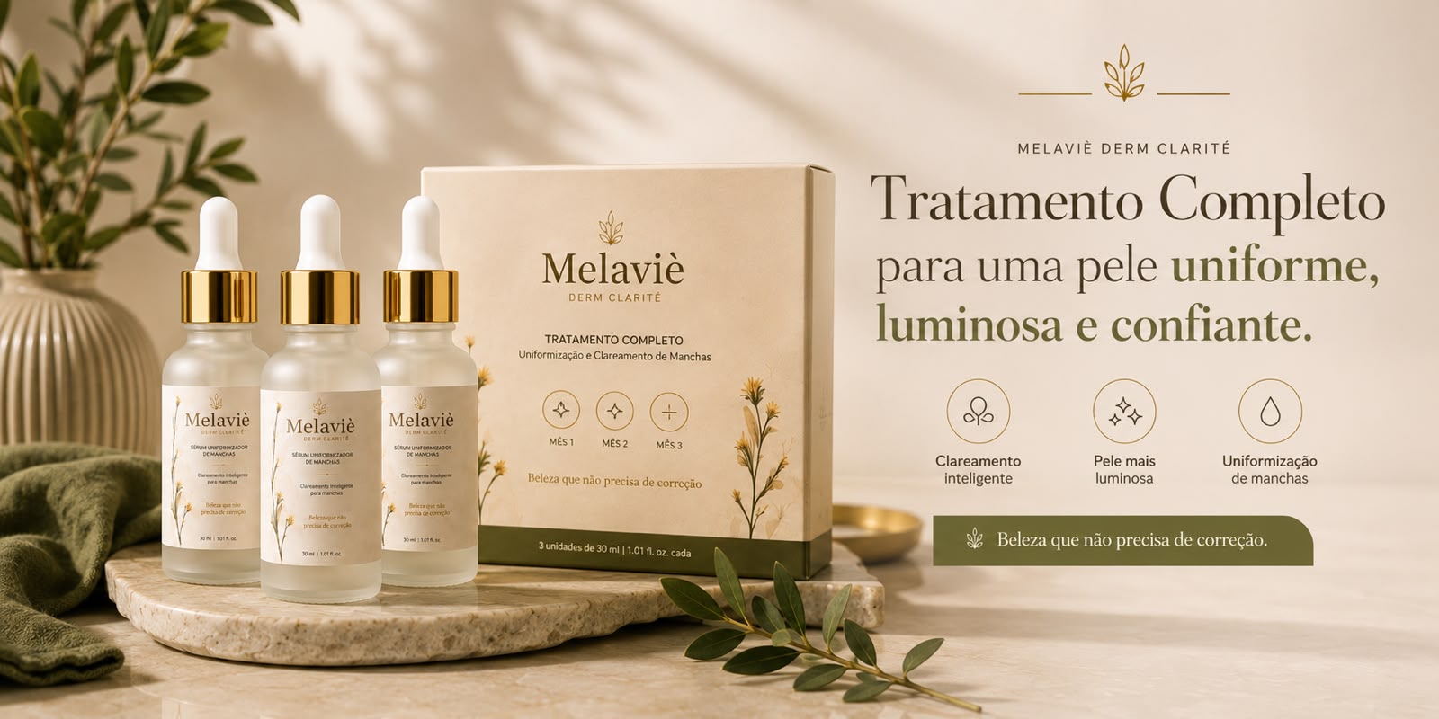 Mulher usando sérum Melaviè